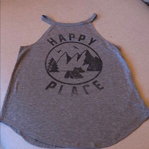 LOL Vintage Gray Sleeveless T-Back Graphic Tank Top